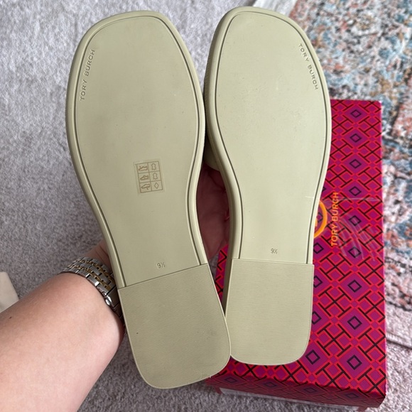 NEW- Tory Burch Double T Sport Slide in Olive Sprig 9.5 women’s Leather Sandal - Picture 6 of 11